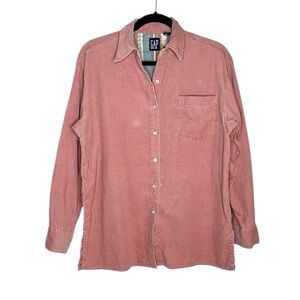 Vintage GAP Classic Corduroy 100% Cotton Pink button down shirt size XS